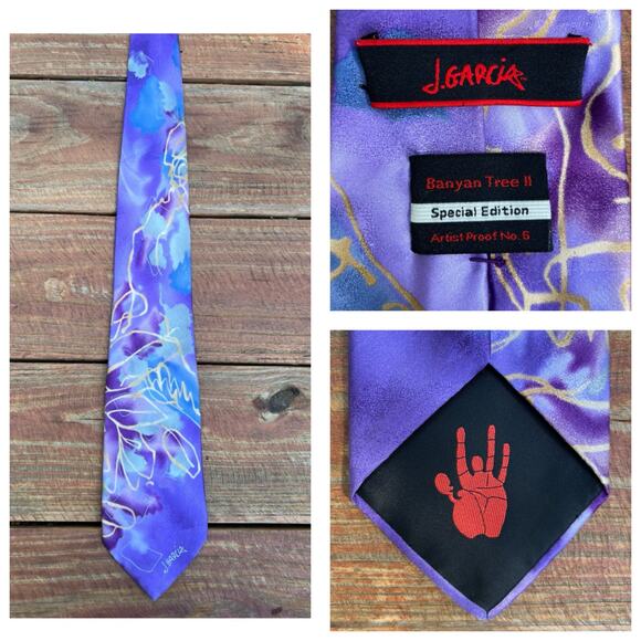 J Garcia Silk Tie Banyon Tree II Artist Proof 6 Special Edition Purple Hand Logo - Picture 1 of 14